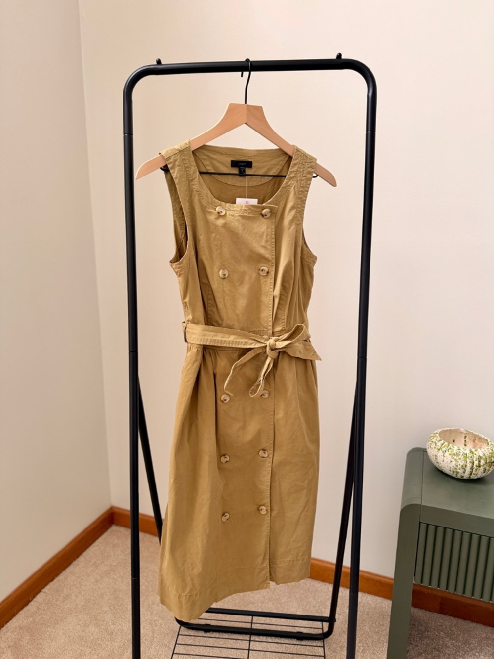 J. CREW "Garment Dyed Trench Dress in Golden Tea / Khaki", Size 6